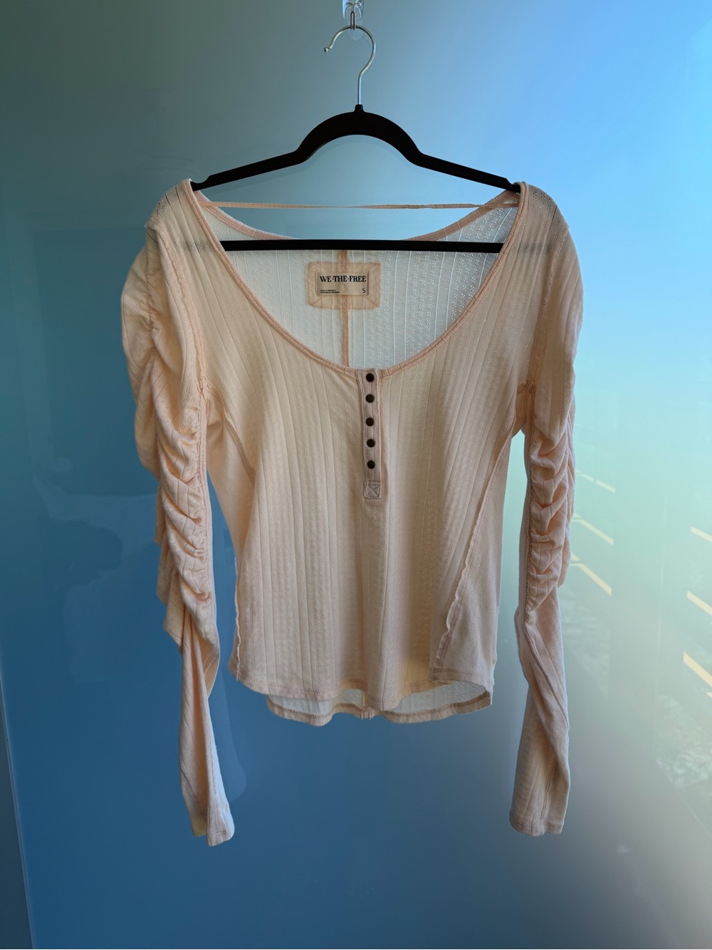 Free People Peach Summer Buttoned Long Sleeve - Picture 2 of 4